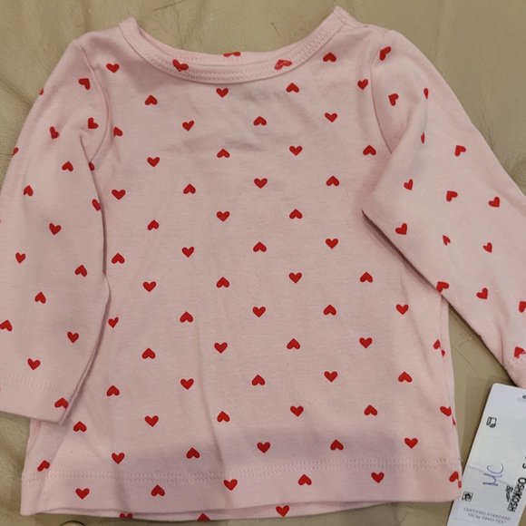 Adorable! Carter's Baby 2-Piece Red Jumper & Pink Shirt with Hearts 3 Mo - Picture 9 of 12